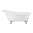 thumbnail image 1 of Mila 61 Inch Vintage Cast Iron Slipper Clawfoot Tub - Rim Faucet Drillings, 1 of 2