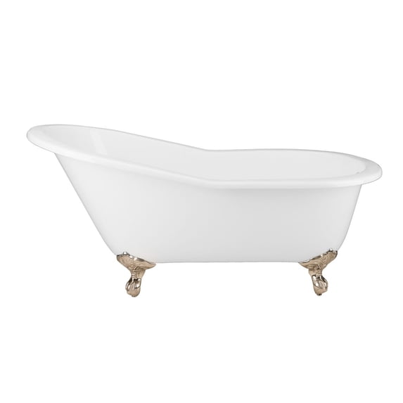 Mila 67 Inch Vintage Cast Iron Slipper Clawfoot Tub - No Faucet Drillings