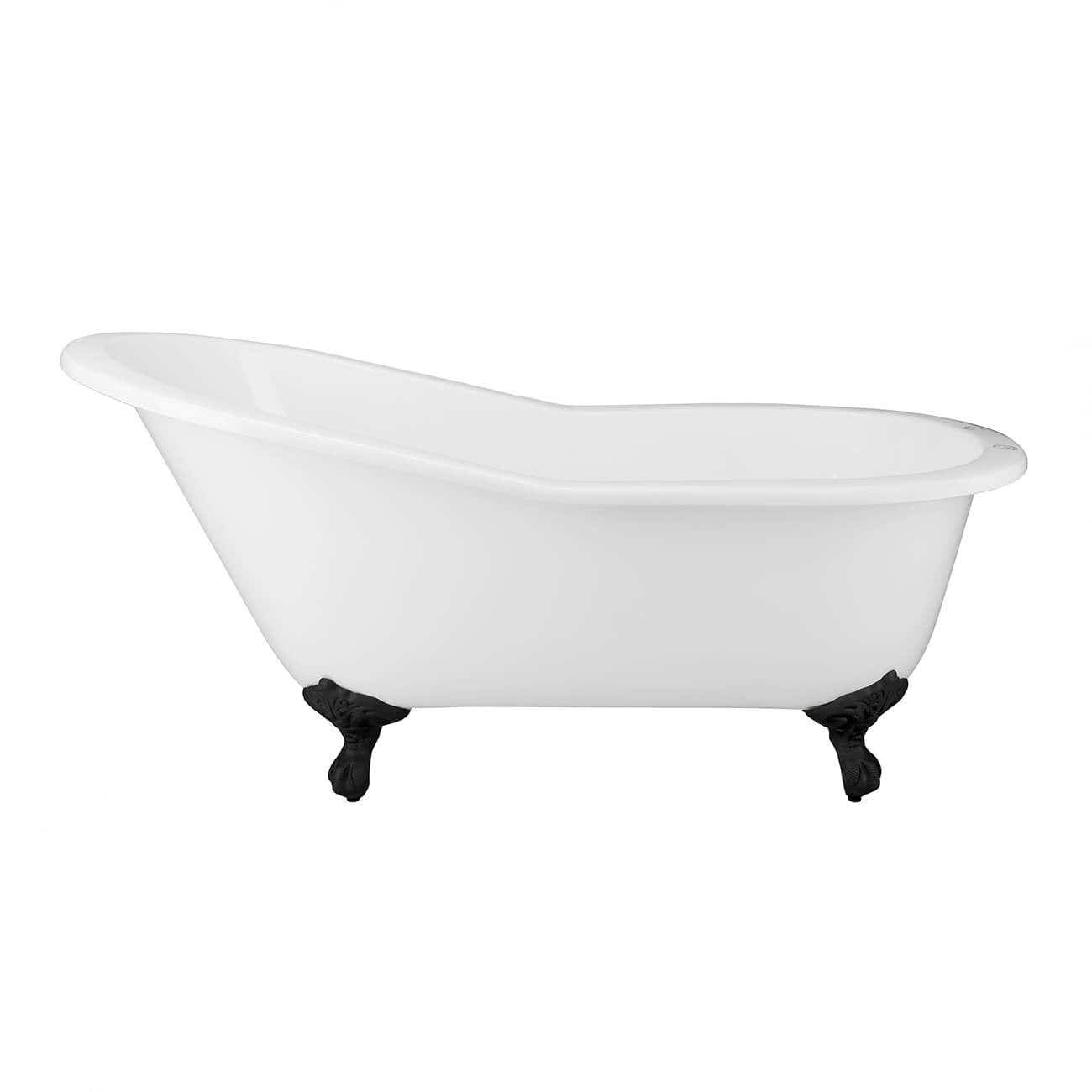 Mila 67 Inch Vintage Cast Iron Slipper Clawfoot Tub - Rim Faucet ...