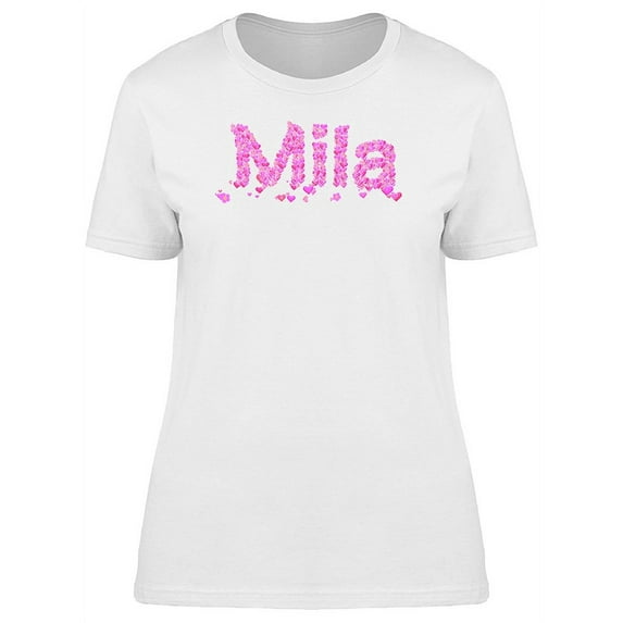 Mila Cute Pink Heart Name T-Shirt Women -Image by Shutterstock, Female Small