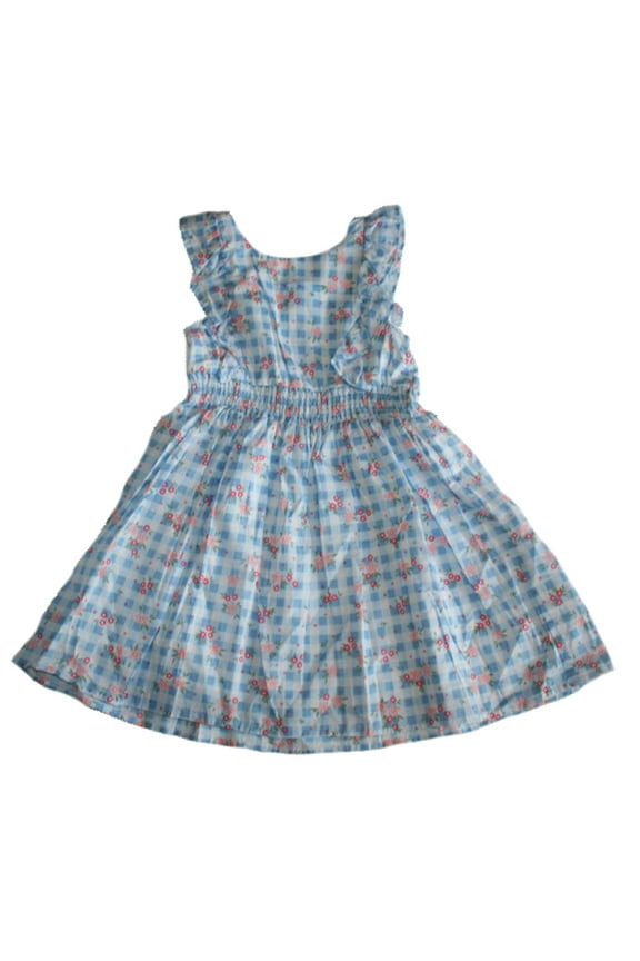 Blue Gingham Sundress with Pink Flowers (12 Months)