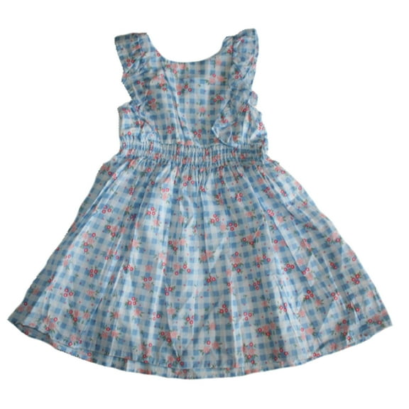 Mila & Emma Blue Gingham Sundress with Pink Flowers - size 3T