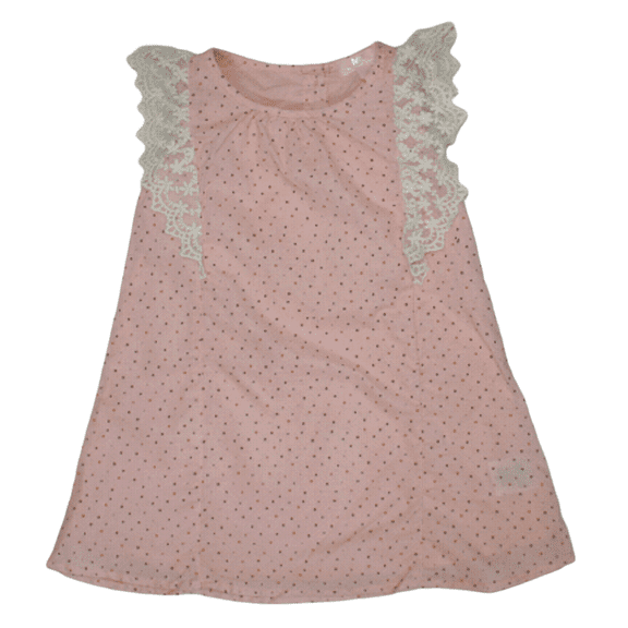 Mila & Emma Infant Girls Peach Sundress with Polka Dots and Diaper Cover- 12 Months
