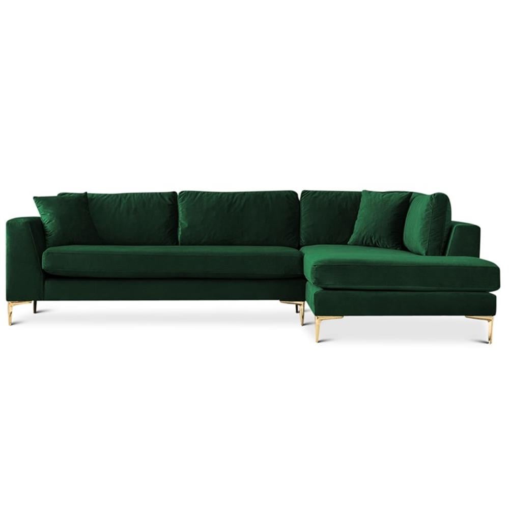 Mila Green Velvet Modern Living Room Corner Sectional Couch