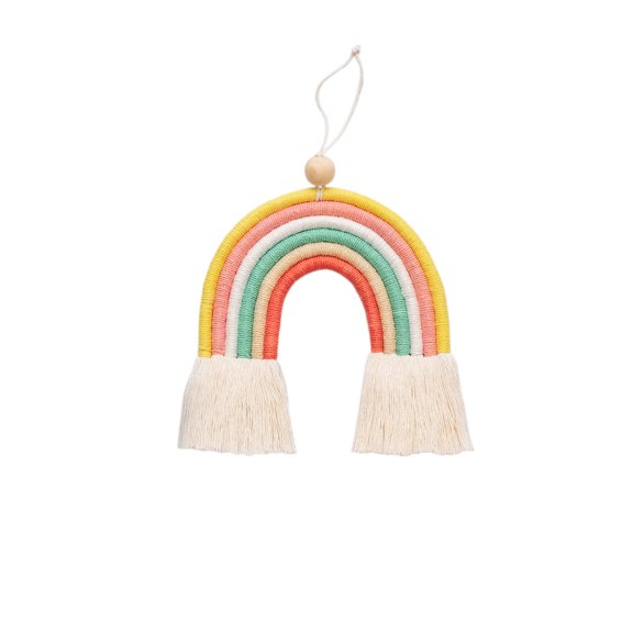 Mila Millie Macrame Wall Hanging | Handmade Woven Tassel Ornament for Home or Nursery Baby Kids Room Decor | Boho Nordic Scandinavian Style (Unicorn Rainbow)