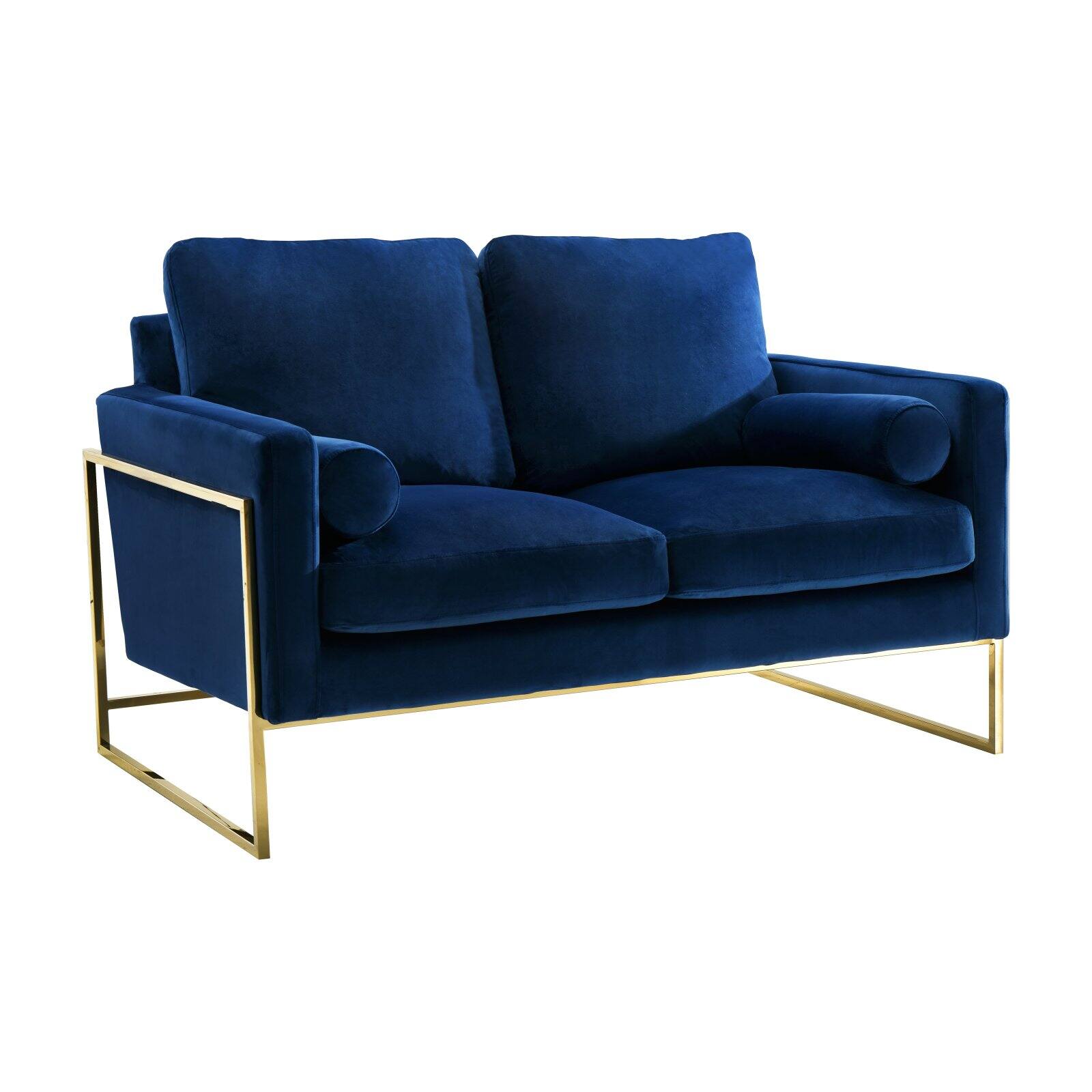 Mila Navy Velvet LoveseatColorNavy Velvet,FinishGold,Style
