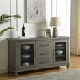 Mila server, Dark Grey Stylish Hardwood Server with Glass Doors and