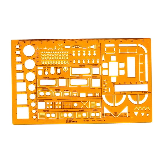 Milageto 1:50 Scale Templates Ruler Architecture Measuring Drainage Stencil for Furniture