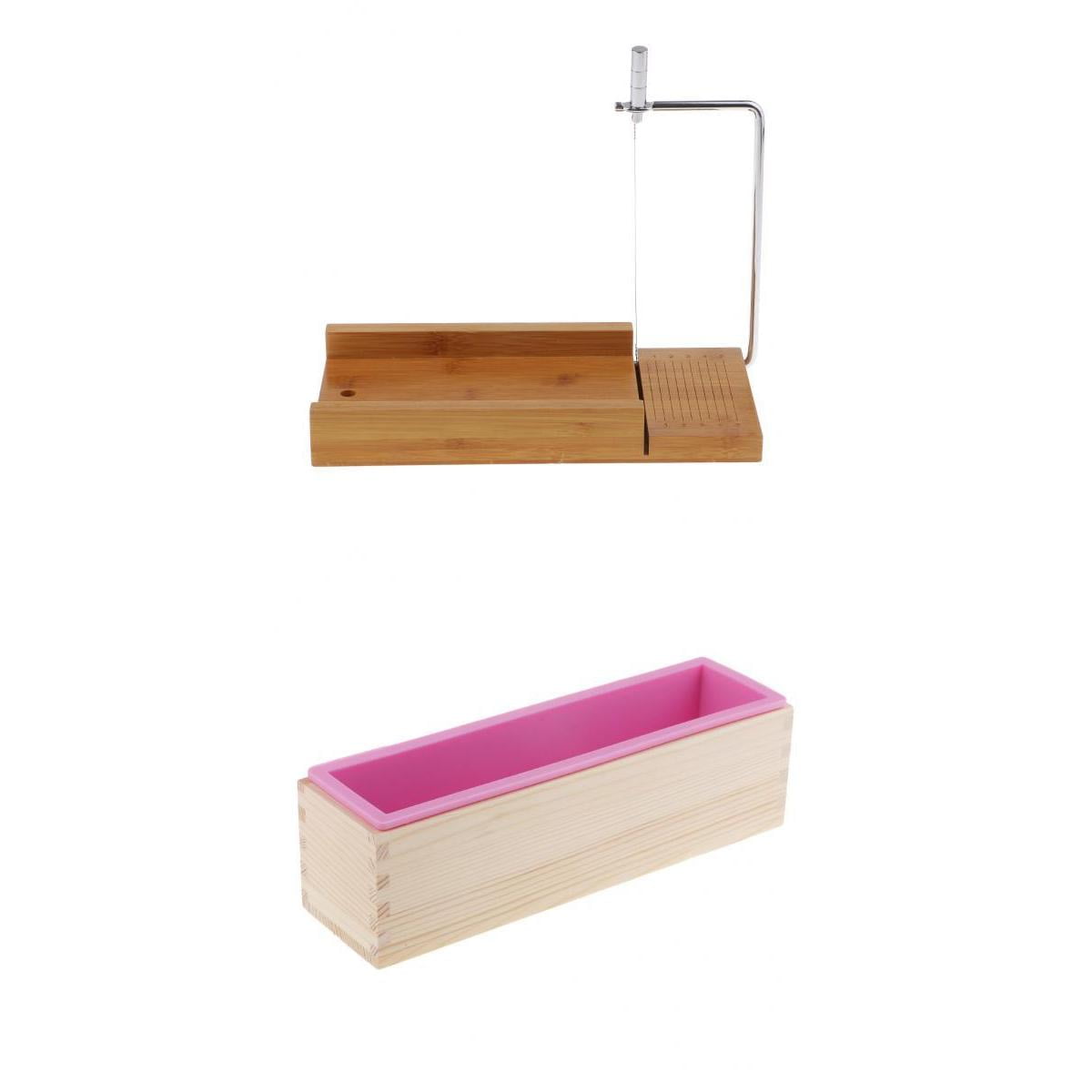 Milageto 1 Set Soap/ Loaf/ Candle Mold with Women Box+Wooden Cutter Wire Slicer