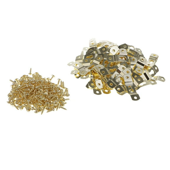 Milageto 100 Pcs Metal Keyhole Hanger Fasteners for Picture Frames Mirrors Cabinet
