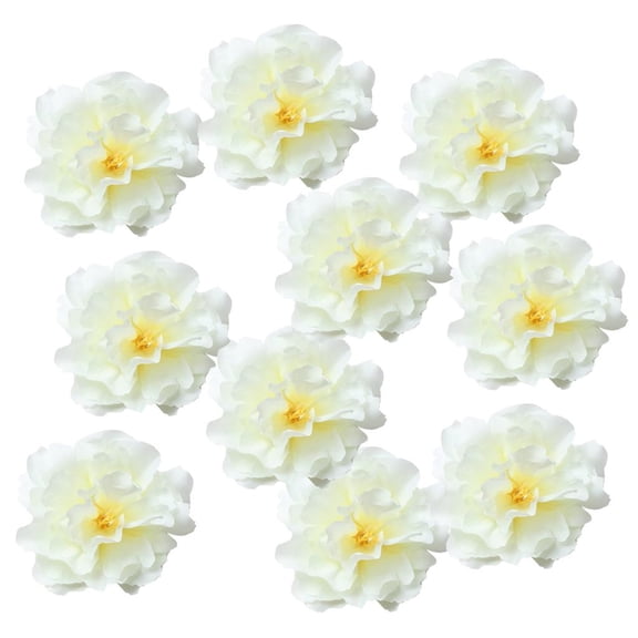 Milageto 10pcs 9cm Artificial Silk Peony Flower Head for Wedding Decor Off-white