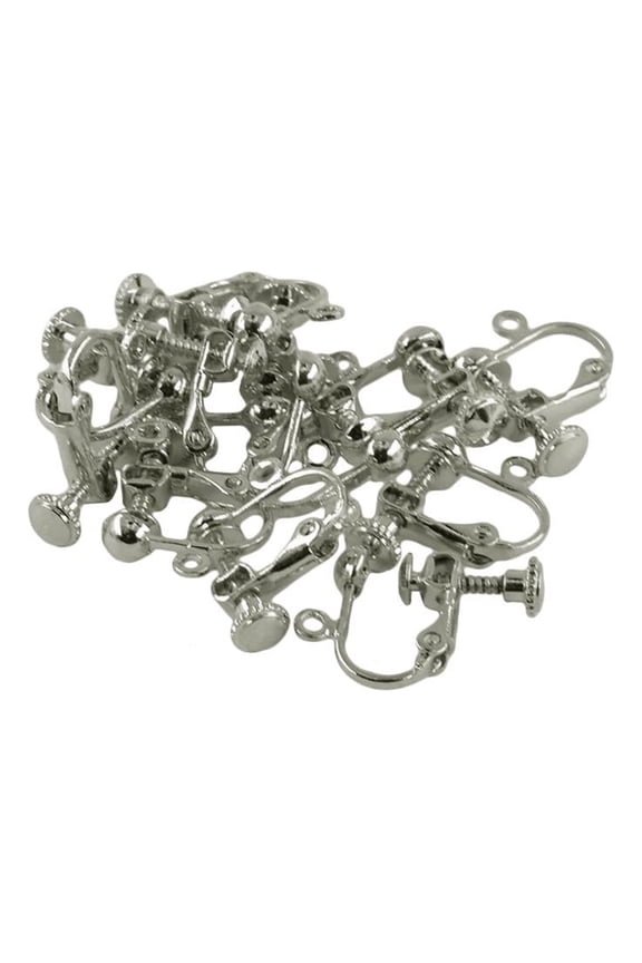 12 Pieces Adjustable Screw Clip on Earrings Hook Clips Jewelry Making DIY Crafts Silver