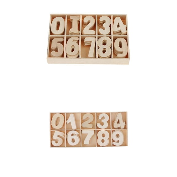 Milageto 120 Piece Set Wooden Numbers - Wooden Craft Numbers - Wood Arabic Numbers Kids