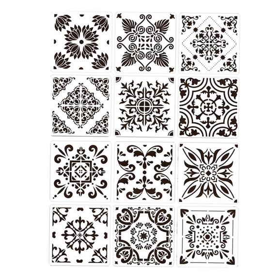Milageto 12Pcs Fashion Mandala Stencil Template Reusable Handmade DIY Craft Tool Painting style B