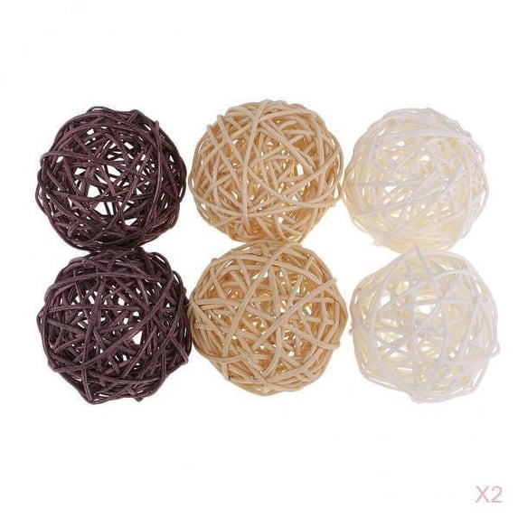 Milageto 12pcs Wicker Rattan Balls Decorative Orbs Vase Fillers for Craft, Party, Wedding