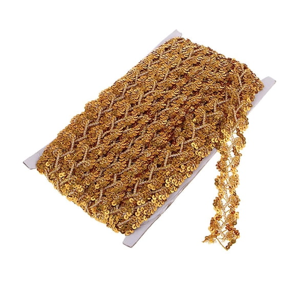 Milageto 13m Metallic Sequin Braid Trim Ribbon Lace String DIY Sewing Decor Gold
