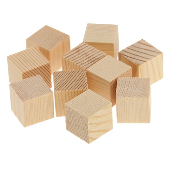 Milageto 15/20/35mm Wooden Blocks wood quadrate Cubes - Smooth for Photo Blocks, Crafts, 20mm 10 Pieces
