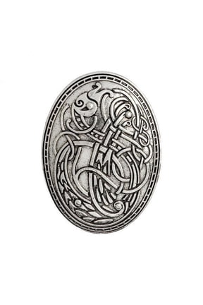 15X Medieval Viking Shield Symbol Brooch Oval Shawl Sweater Pin Silver