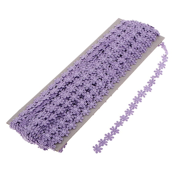 Milageto 15Yard 1.2cm Daisy Flower Embroidery Lace Trim Ribbon Sewing Crafts Purple