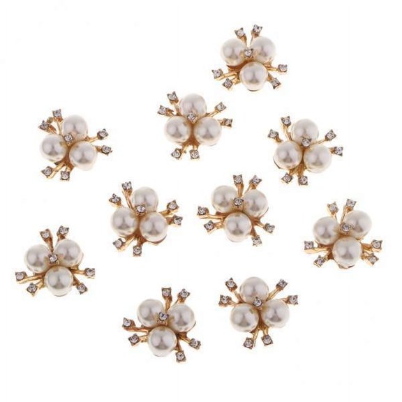 Milageto 2 0 Rhinestone Flat Back Flower Buttons Wedding Rose Golden