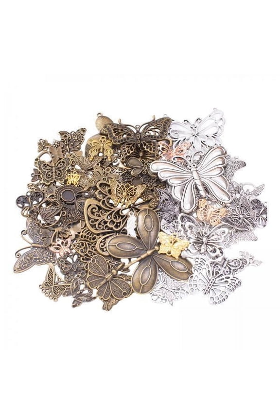 2-4pack Butterfly Charms Pendant Antique for Scrapbook Decoration Key Chains 2 Pcs
