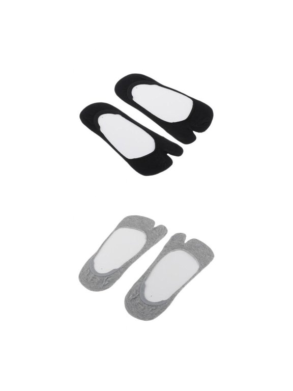 2 Pairs Women Cotton Tabi Split Toe Socks Low Cut Flat Invisible Boat Socks