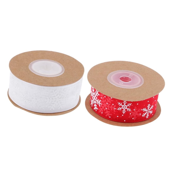 Milageto 2 Rolls 10 Meters Snowflake Printed Wired Sheer Ribbons for Christmas