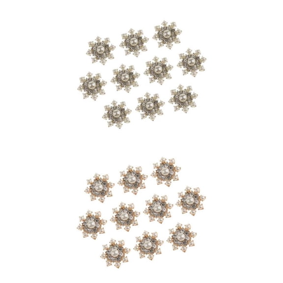 Milageto 20 Pieces Crystal Pearl Snowflake Embellishments Buttons for Scrapbooking Crafts
