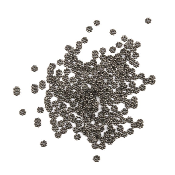 Milageto 200 Pieces Vintage Metallic Black Snowflake Flower Loose Spacer Beads Findings