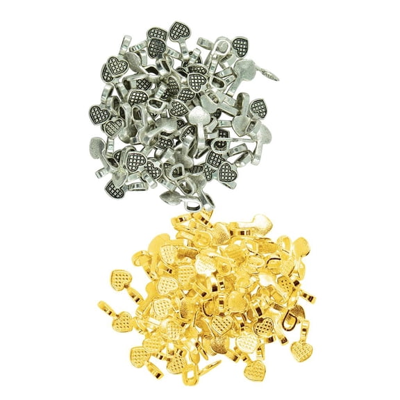 Milageto 200pcs Glue on Heart Bails Pendant Hanger for Necklace Earrings Pendant Loop