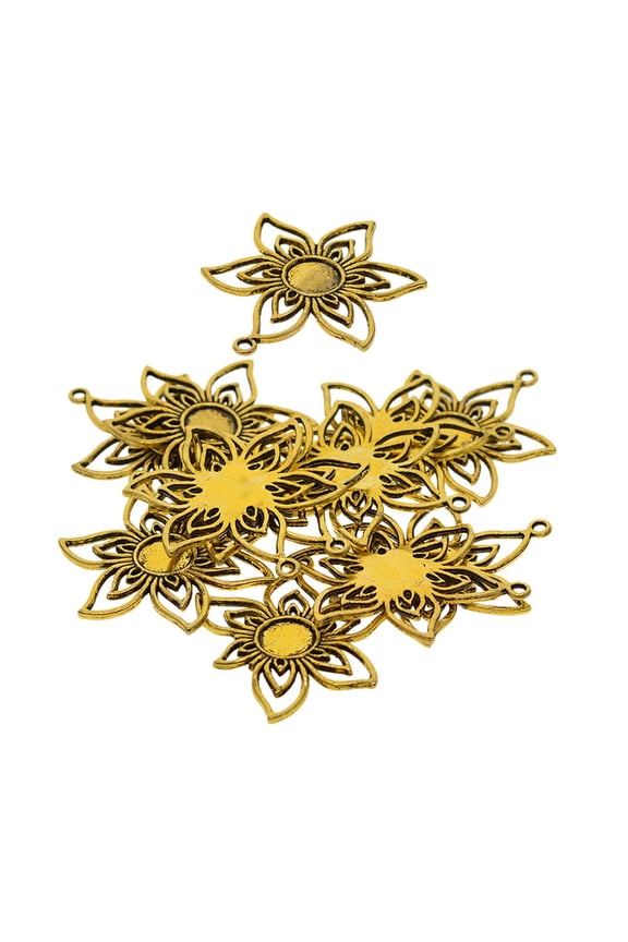 20Pcs Alloy Golden Pendant Blank Bezel 10mm Setting Tray Round Findings Base