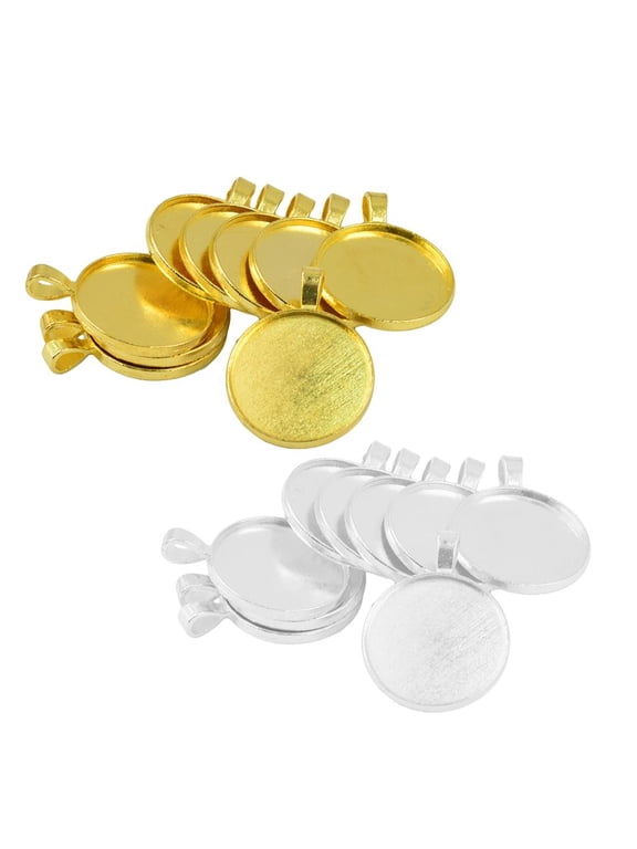 20Pcs Round Bezel Pendant Trays Blank Bases 25mm Cabochon Settings DIY Craft