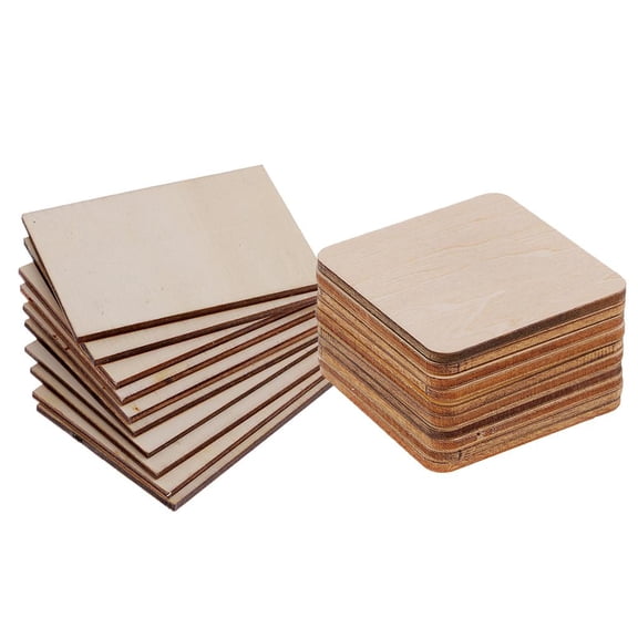 Milageto 20x Wooden Wood Rectangle Square Sheets Unfinished DIY Pyrography Art Crafts