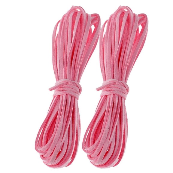 Milageto 2Pcs 2mmx5m PU Leather Cord String for Jewelry DIY Handmade Handicrafts 15Colors Pink