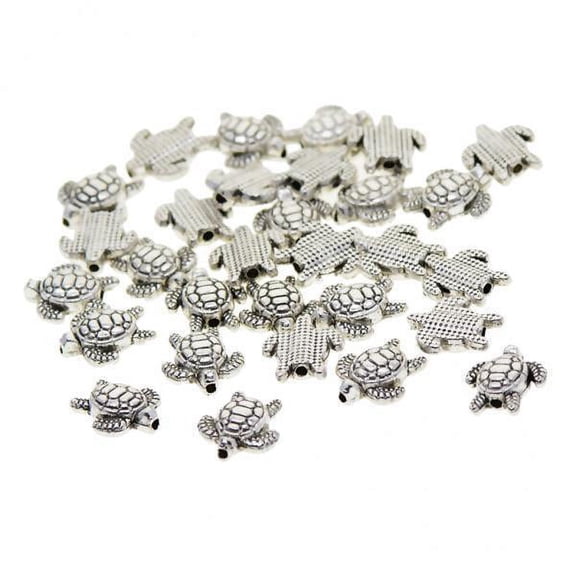 Milageto 2X 50pcs Tibetan Silver 3D turtle tortoise Spacer beads Jewelry DIY Making