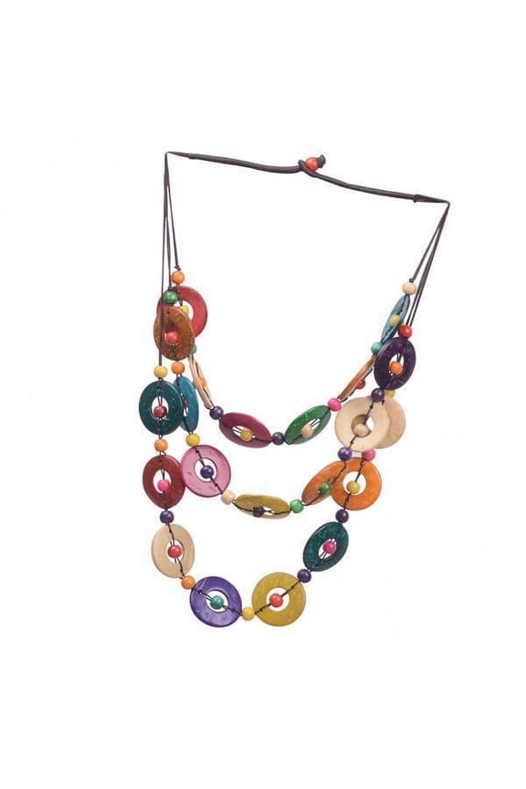 2X Bohemian Handmade Puka Coconut Shell Wood Bead Chain Necklace Female Jewelry