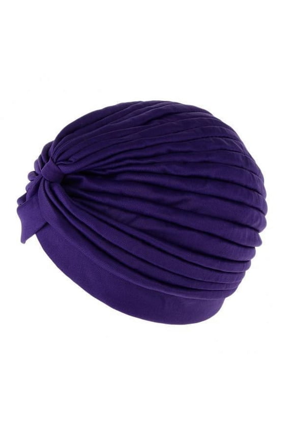 2X Women's Twisted Pleated Turban Hat Hijab Cap Head Wrap Chemo Indian Purple