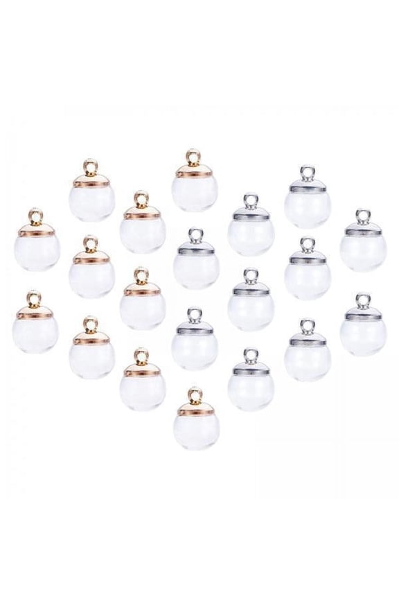 2x 20x Glass Globe Bottles with Caps Pendant Charms for Jewelry Making Earrings