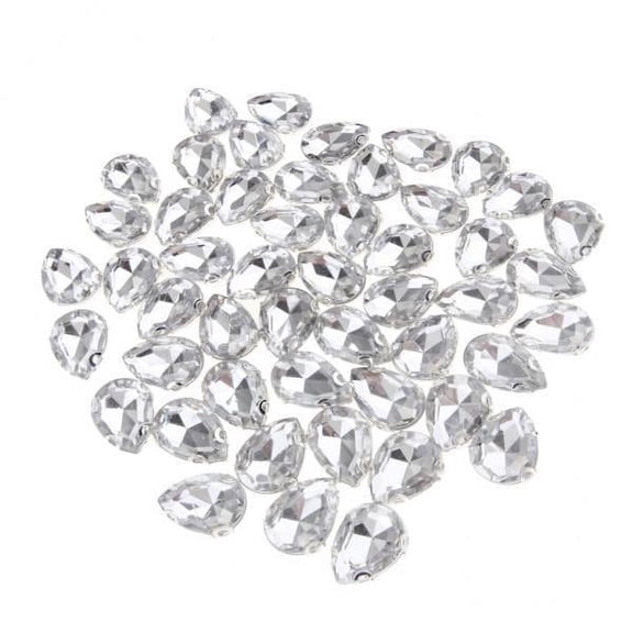 Milageto 2x 50 Pieces 10mmx14mm Resin Crystal AB Teardrop Rhinestones Flatback Beads