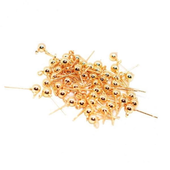 Milageto 2x 50pcs Copper-plated Ball Loop Earring Ear Post Stud Findings Earring Accessories