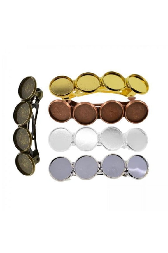 2x 5Pieces Barrette Hair Clips with Cabochon Setting for DIY Crafts & Hair 2 Pcs