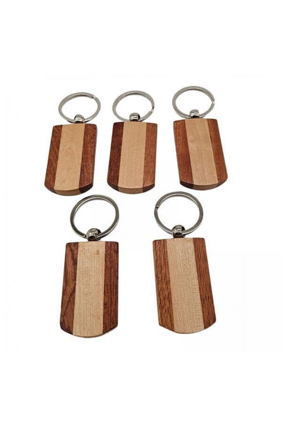 2x Blank Keychain Paint Personalized Key Rectangular DIY Tags Wooden Keychain Key Tags Charms Art Craft for Festival Rectangle Wooden Xmas Kids