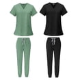 thumbnail image 1 of Milageto 2x Female Scrub Set Machine Washable Nurse Work Clothing Green and Black, 1 of 8