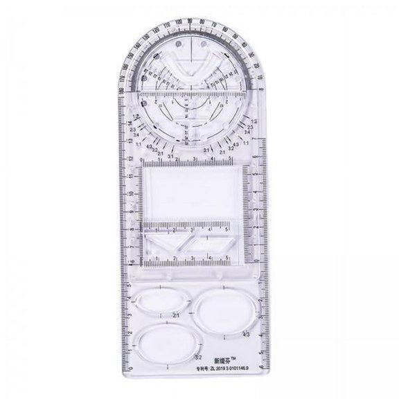 Milageto 2x Multifunctional Drawing Ruler, Universal Ruler Function Three-dimensional