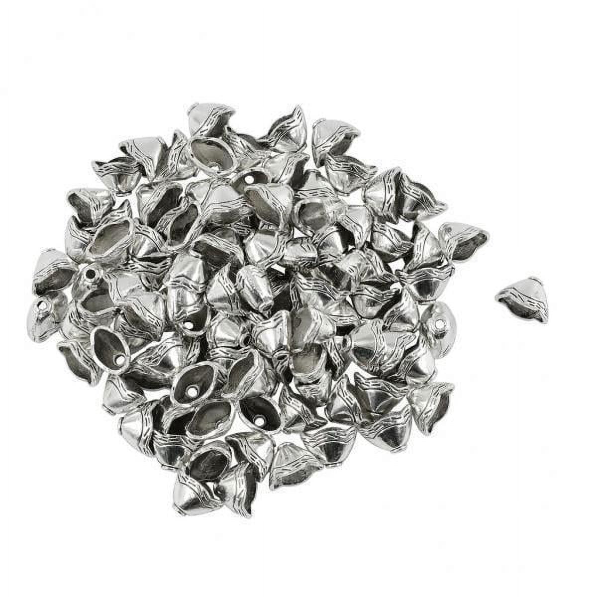 Milageto 2x100 Pieces Beads Cap Tassel End Cap Jewelry Making Findings Antique , Antique Silver, 4 Pcs