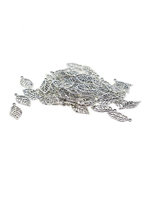 2x50 Pieces Filigree Leaf Charms Pendant Jewelry DIY Making Tibet , , 2 Pcs