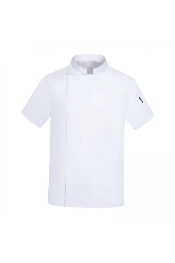 2xChef Coat Jacket with Pocket Short Sleeve Shirt Breathable Waiter Apparel 3XL White
