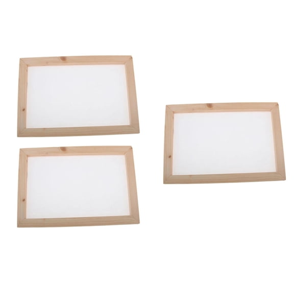 Milageto 3 Pack Natural Wood Rectangular Frame with Mesh for Paper Recycling Paper Making
