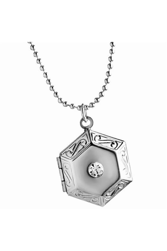 3- Vintage Openable Hexagon Pendant Photo Locket Necklace Jewelry 6 Pcs