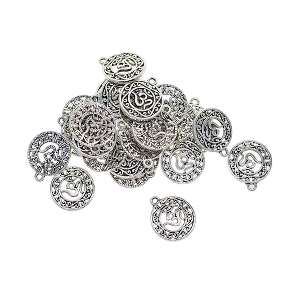 Milageto 30 Pack Yoga Charms - Vintage OM Charms Pendant Beads for Jewelry Making, Flower